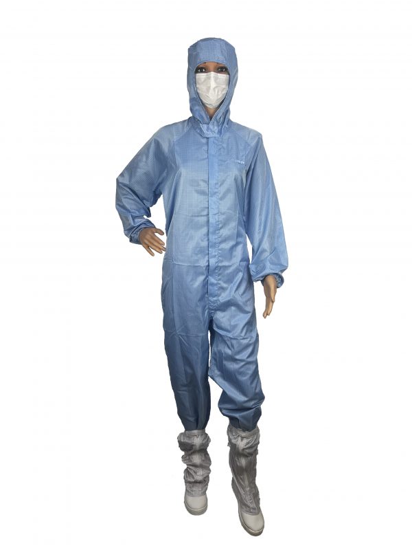 Cleanroom Jumpsuit with Hood MR Sky Blue - Cleanstat Pte Ltd