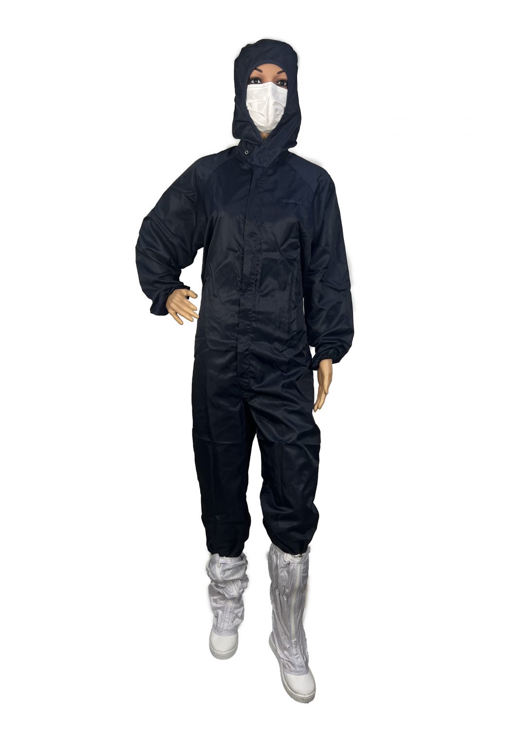 Cleanroom Jumpsuit with Hood MR Navy Blue - Cleanstat Pte Ltd